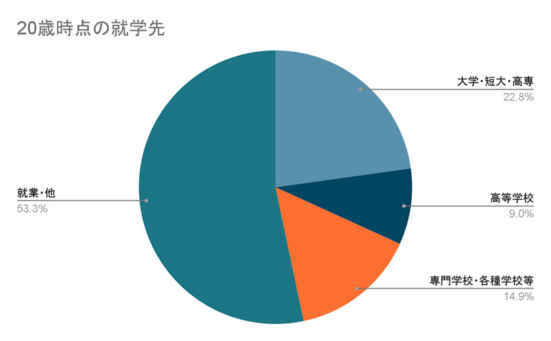 20歳時点の就学先